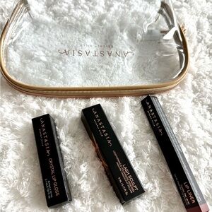 NEW Anastasia Beverly Hills Lip Gloss and Liner Trio and Lash + make up bag